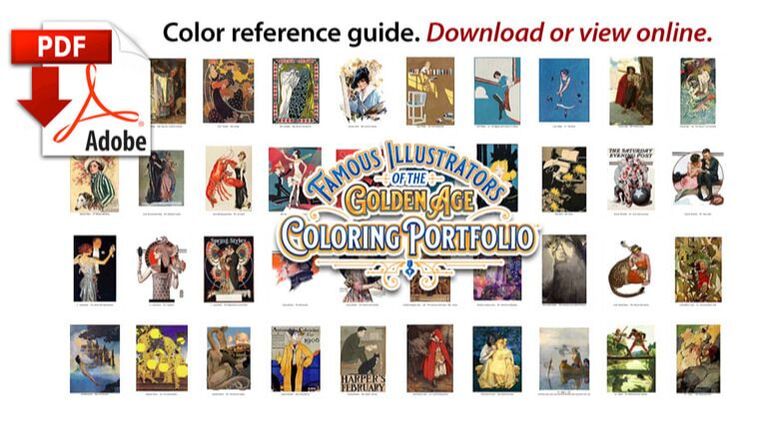Famous Illustrators of the Golden Age Coloring Portfolio adult coloring book color reference guide